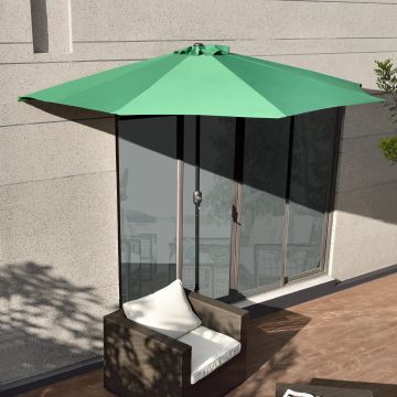Demi-parasol Eger pour terrasse balcon polyester 300 x 150 x 230 cm vert [casa.pro]