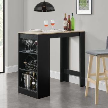 Table de Bar Kouvola 110 x 50 x 103 cm Noir Effet Chêne [en.casa]