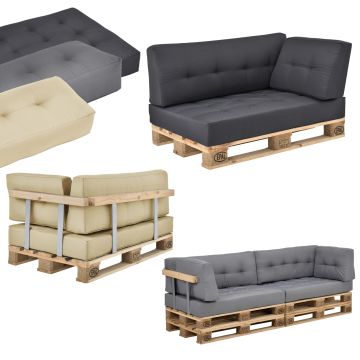 [en.casa] Coussin d’assise / de dossier / d’angle avec palette ou en kit pour canapé euro palette In/Extérieur meubles rembourrés
