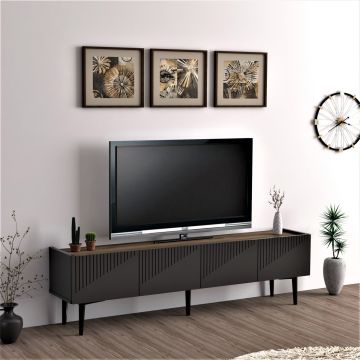 Meuble TV Oppdal à 2 portes avec espace de rangement 45 x 154 x 37 cm [en.casa]