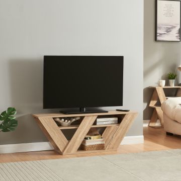 Meuble TV Nome avec 2 étagères panneau de particules 110 x 30 x 40 cm effet chêne [en.casa]