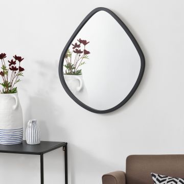 Miroir mural Galatone forme arrondie 64 x 60 cm noir mat [en.casa]
 *81771308*