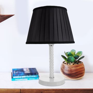 Lampe de bureau Kilbride en métal verre textile 40 cm E27 blanc / noir [lux.pro]