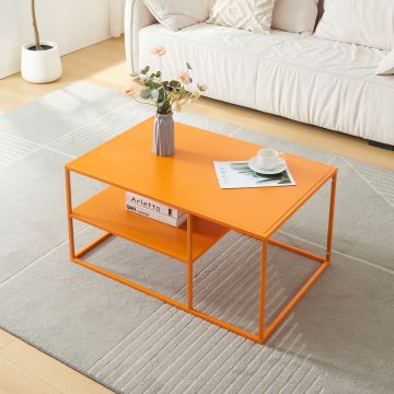 Table basse Solund du Salon Rectangulaire 45 x 90 x 60 cm orange [en.casa]