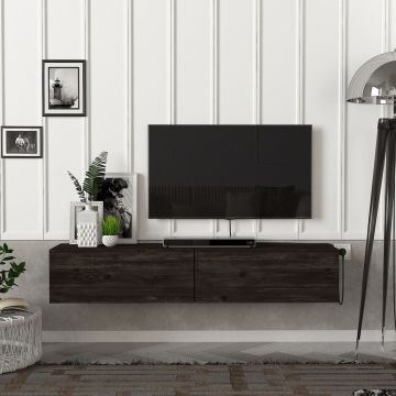Meuble TV Toivakka 135 x 31 x 25 cm noir aspect chêne [en.casa]