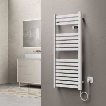 Sèche-serviettes électrique Ringebu avec radiateur 120 x 50 cm 500W blanc pro.tec