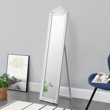 Miroir sur Pied Arezzo Inclinable 160 x 40 cm Blanc Mat [en.casa]