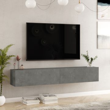 Meuble TV Lapinlahti à 2 portes 29,5 x 180 x 31,5 cm effet béton [en.casa]