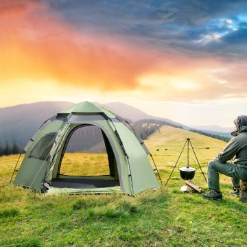 Tente de camping Nybro montage instantané 240 x 205 x 140 cm vert gris foncé [pro.tec]