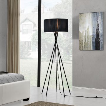 [lux.pro] lampadaire - Black Mikado - (1 x socle E27)(155 cm x Ø 48 cm) lampe sur pied lampe de plancher lampe lampe de salon noir