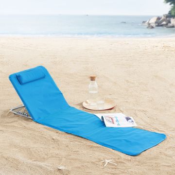 Lot de 2 tapis de plage Cellorigo avec dossier inclinable 160 x 49 cm bleu [en.casa]