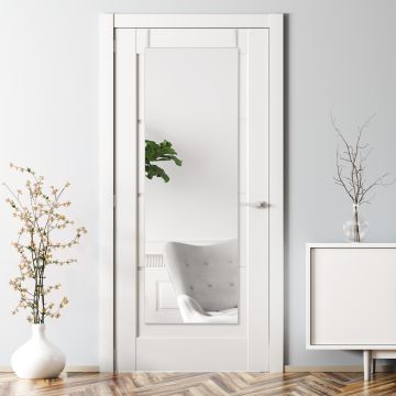 Miroir accroche-porte Lesina avec option montage mural 120 x 40 cm blanc [en.casa]