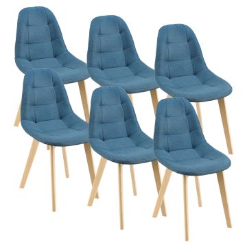Lot de 6 Chaises de Salle à Manger Kopparberg 86 x 53 x 47 cm Bleu [en.casa]