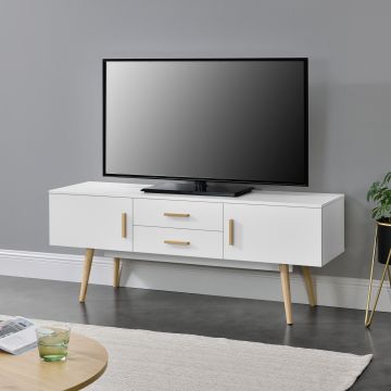 Meuble TV Alavus 140 x 40 x 56 cm Blanc [en.casa]