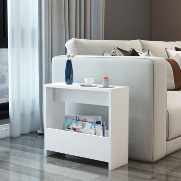 Table d'appoint rectangulaire Rødovre avec porte-revues 60 x 55 x 20 cm blanc [en.casa]