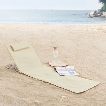 Lot de 2 tapis de plage Cellorigo avec dossier inclinable 160 x 49 cm beige [en.casa]