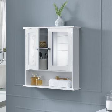 Armoire de salle de bain vintage avec miroir MDF Blanc laqué [en.casa]