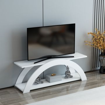 Meuble TV Langebæk avec surface de stockage 45 x 120 x 33 cm blanc [en.casa]