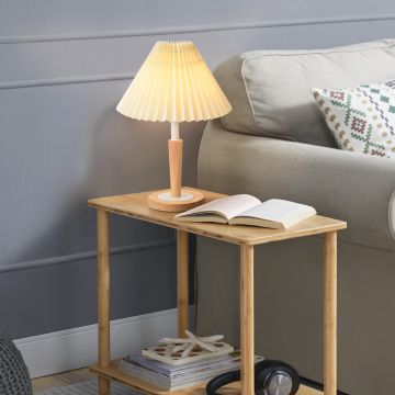 Lampe de table Sittingbourne 35 cm crème effet bois blanc lux.pro