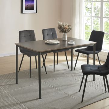 Table de salle à manger Lindesberg MDF acier 120 x 70 x 75 cm gris effet chêne noir [en.casa]