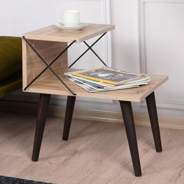 Table d'appoint Bergen avec étagère panneau de particules hêtre 50 x 40 x 55 cm effet bois bois foncé [en.casa]