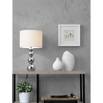 [lux.pro] Lampe de Table Lampe de Chevet E14  Métal Textile Hauteur 43 cm Blanc et Chrome