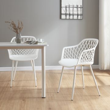 Lot de 2 chaises de salle à manger Kangasniemi 82 x 56 x 52 cm blanc [en.casa]