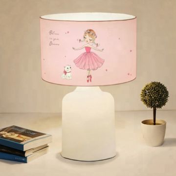 Lampe de bureau Macclesfield pour enfant 32 cm blanc à motif de ballerine [lux.pro]