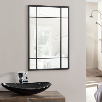 Miroir mural Colobraro rectangulaire 90 x 60 cm noir mat [en.casa]
 *81771310*
