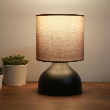 Lampe de bureau Shoreham E27 hauteur 32 cm noir / marron [lux.pro]