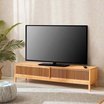Meuble TV Videbæk bambou naturel [en.casa]