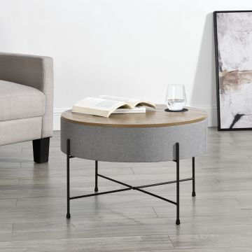 Table Basse avec Plateau Amovible Tauranga Effet Noyer Gris Noir 40 x 60 cm [en.casa]