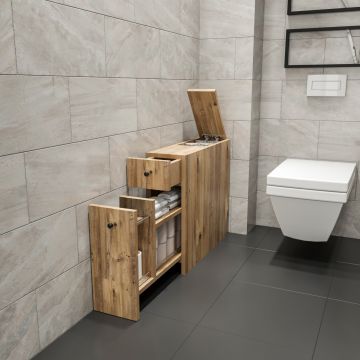 Armoire de salle de bain étroite Birkenes panneau de particules 60 x 19 x 55 cm effet bois [en.casa]