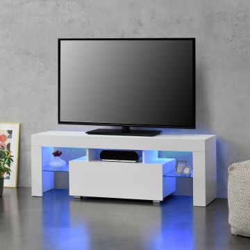 Meuble TV Grimsey  LED Panneaux de Particules 130 x 35 x 45 cm Multicolore Banc [en.casa]