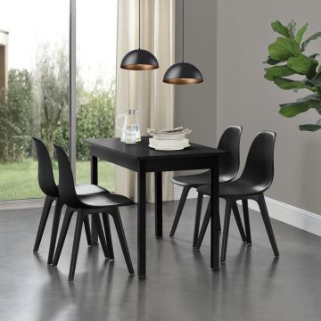 [en.casa] Set de 6 Chaises Design Chaise de Cuisine Chaise de Salle à Manger Plastique Blanc / Noir / Blanc  Noir / Gris  Noir 83 x 54 x 48 cm