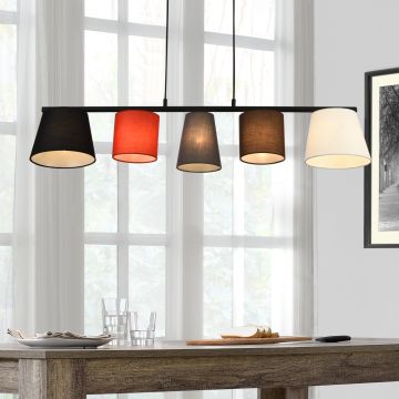[lux.pro] Suspension Lampe à Suspendre Support et Cadre en Métal Abat-jour en Textile Multicolore 5 x E14 150 x 105 x 20 cm