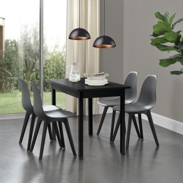 [en.casa] Set de 6 Chaises Design Chaise de Cuisine Chaise de Salle à Manger Plastique Gris et Noir 83 x 54 x 48 cm