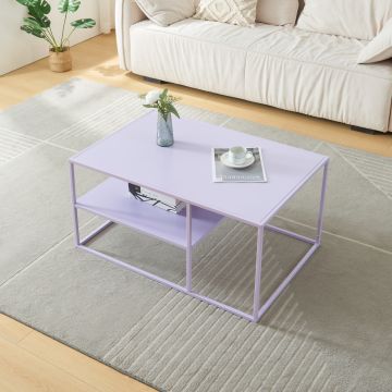 Table basse Solund du Salon Rectangulaire 45 x 90 x 60 cm violet [en.casa]