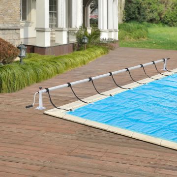 Enrouleur pour bâche de piscine Oliveti à longueur réglable 147-555 cm [en.casa]
