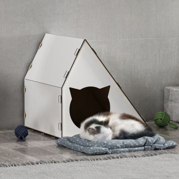 Cabane Lani pour chat et petit chien 40 x 42 x 40 cm blanc [en.casa]