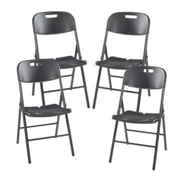 Lot de 4 chaises pliantes Ljusnarsberg 87 x 46 x 53 cm noir [en.casa]