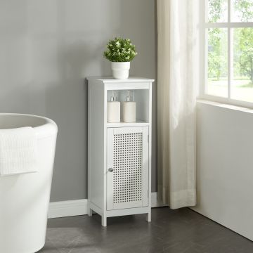 Armoire basse de salle de bain Karlsøy avec 1 porte MDF PVC 80 x 30 x 28 cm blanc [en.casa]