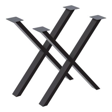 Set de 2 pieds de table Høng forme X en acier [en.casa]