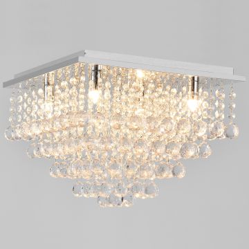 [lux.pro] Plafonnier Lampe de Plafond Aluminium Cristal Artistique Chrome et Blanc 38 x 38 cm