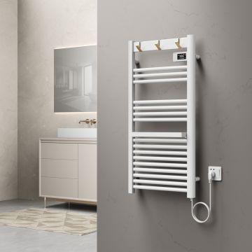 Sèche-serviettes électrique Uvdal avec radiateur 105 x 50 cm 500W blanc pro.tec