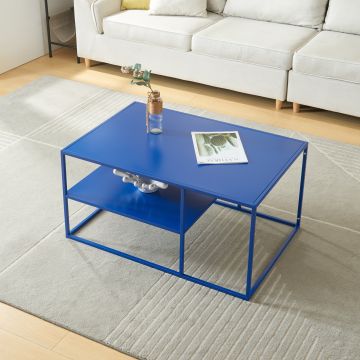 Table basse Solund du Salon Rectangulaire 45 x 90 x 60 cm bleu foncé [en.casa]