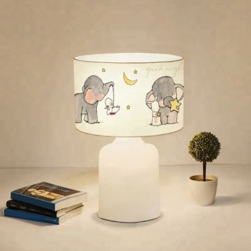 Lampe de bureau Macclesfield pour enfant 32 cm blanc à motif d'éléphant [lux.pro]